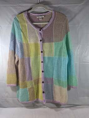 Christopher & Banks pastel patchwork cardigan 2X